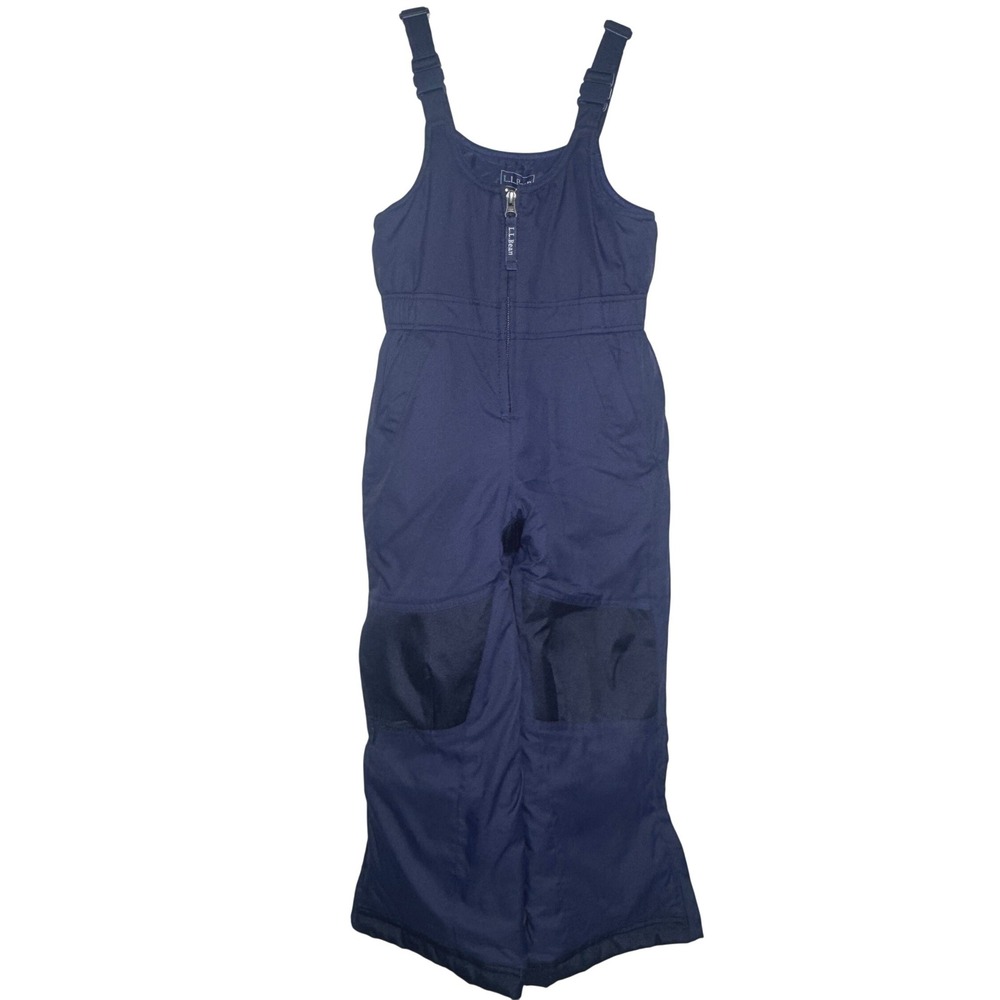 LL Bean Kids Navy Blue Insulated Snow Bibs Overalls Size 5-6 289104
